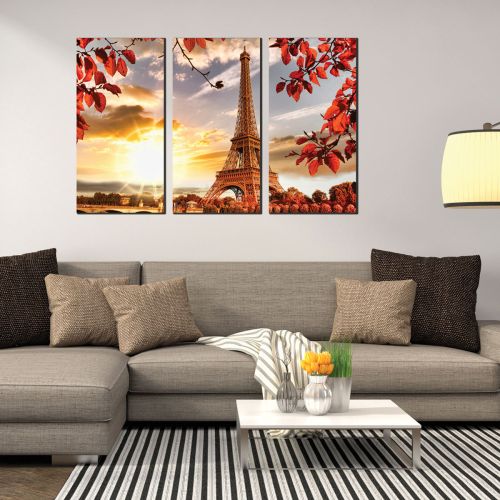 Wall art set of 3 pieces Paris autumn