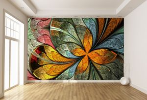 T9298 Wallpaper Floral abstraction in warm colors