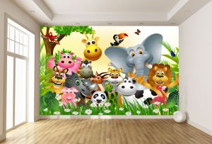 T9317 Wallpaper Funny Jungle Animals