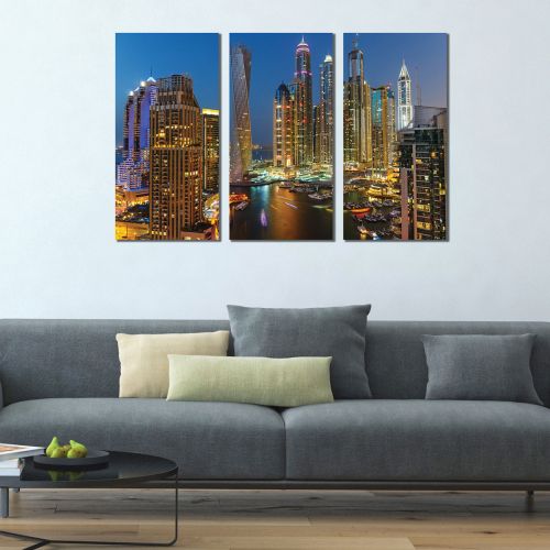 Wall art set of 3 pieces Dubai night