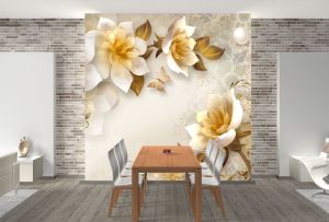 T9299 Фототапет 3D Абстракция с цветя