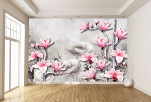 T9297 Wallpaper 3D Abstraction with whith magnolias