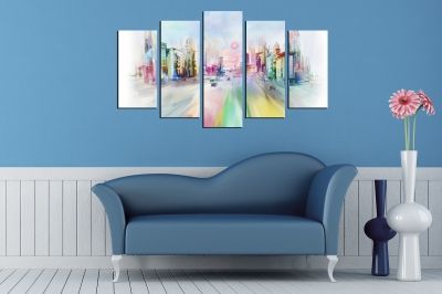 Картина пано абстрактен цветен град