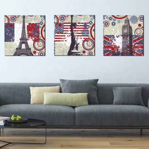 wall decoration set Paris New York London