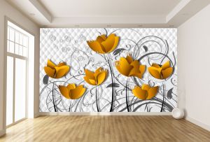 T9100 Wallpaper 3D Flowers in orange
