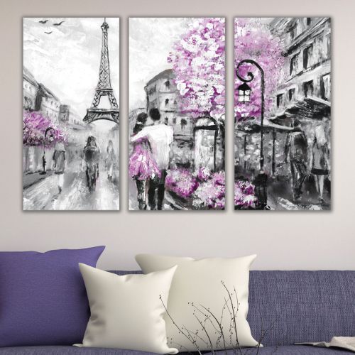 0417 Wall art decoration (set of 3 pieces) Lovers in Paris