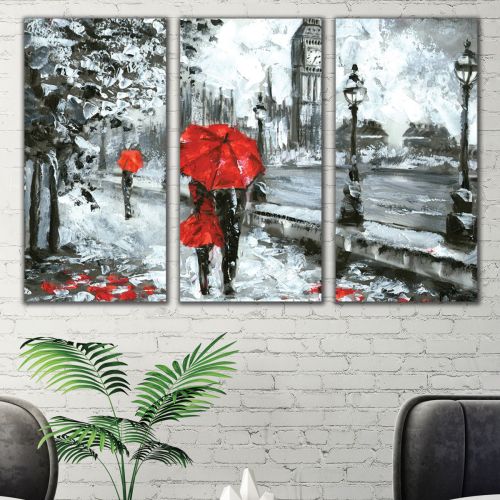 0418 Wall art decoration (set of 3 pieces) Lovers in London