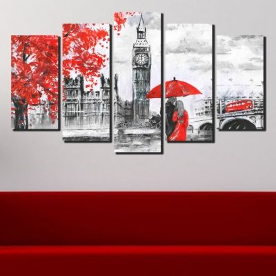 0419 Wall art decoration (set of 5 pieces) Lovers in London