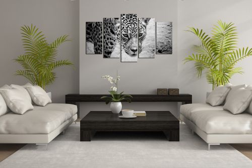 wall art decoration set Jaguar in black and white