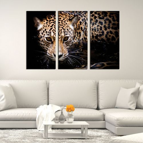 Wall art canvas set of 3 pieces for bedroom Jaguar