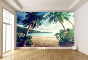 T9043 Wallpaper Beautiful beach with palms