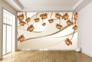 T9021 Wallpaper 3D Flowers in brown