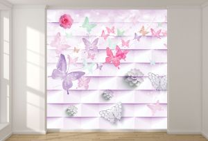 T9015 Wallpaper Butterflies and flowers