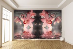 T0612 Wallpaper Orchids and butterflies