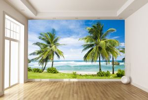 T0661 Wallpaper Beautiful beach with palms