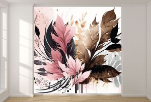 T0951 Wallpaper Abstract flowers and leaves