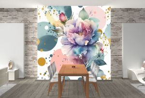 T0986 Wallpaper Roses in pasel colors