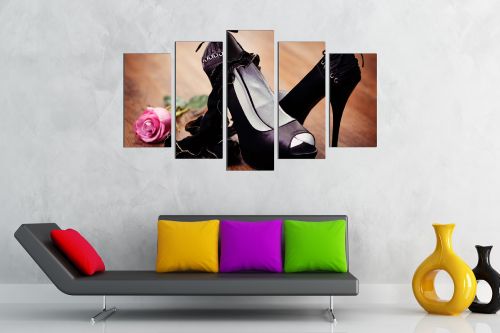 Fashion canvas art with blck shoes