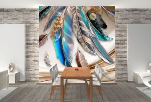 T1028 Wallpaper Abstraction with feathers