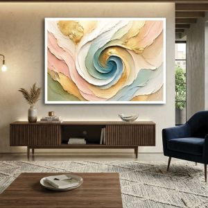 1178 Gentle Balance –Abstract Wall Art in Pastel and Gold