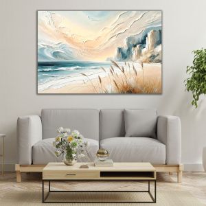 1181 Serenity by the Shore - Modern Pastel Coastal Landscape Wall Art
