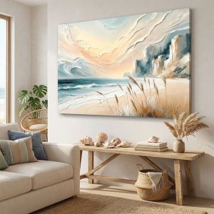 1181 Serenity by the Shore - Modern Pastel Coastal Landscape Wall Art