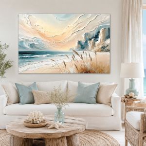 1181 Serenity by the Shore - Modern Pastel Coastal Landscape Wall Art
