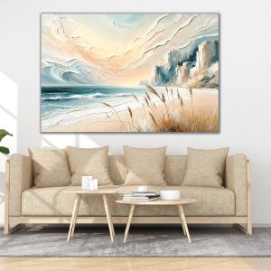 1181 Serenity by the Shore - Modern Pastel Coastal Landscape Wall Art