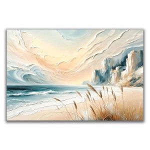 1181 Serenity by the Shore - Modern Pastel Coastal Landscape Wall Art