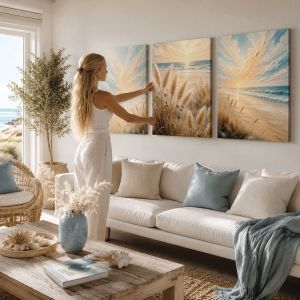 1184  Light of Sunrise – 3 Piece Coastal Wall Art Set