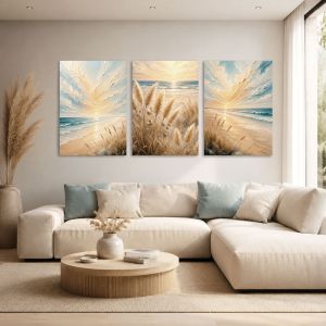 1184  Light of Sunrise – 3 Piece Coastal Wall Art Set