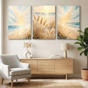 1184  Light of Sunrise – 3 Piece Coastal Wall Art Set