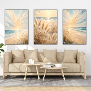 1184  Light of Sunrise – 3 Piece Coastal Wall Art Set
