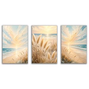 1184  Light of Sunrise – 3 Piece Coastal Wall Art Set