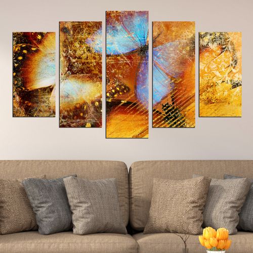 0449 Wall art decoration (set of 5 pieces) Butterflies