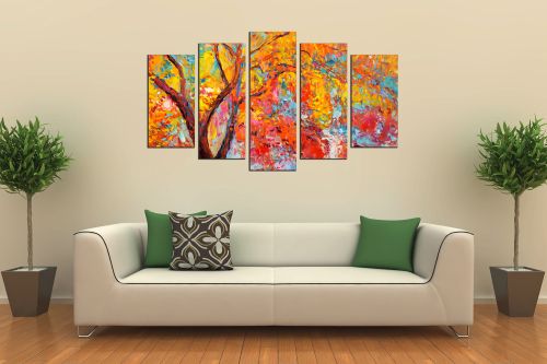  Art canvas decoration for wall with colorful tree