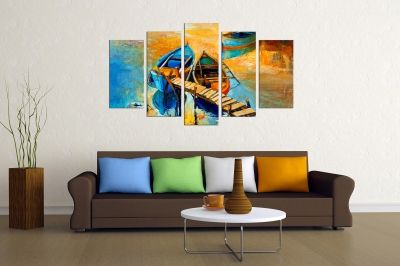 Декоративно пано онлайн с репродукция на морски пейзаж с лодки
