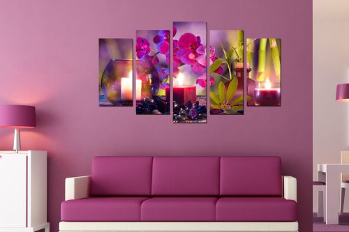 Zen canvas art composition with orchid zen