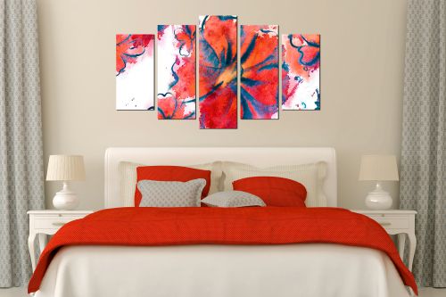 Canvas art Abstract flowers in orange and red