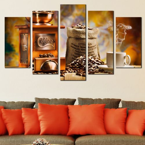 0473 Wall art decoration (set of 5 pieces) Coffee