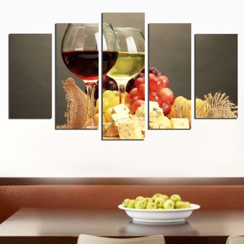 Canvas art set for restaurant with white and red wine