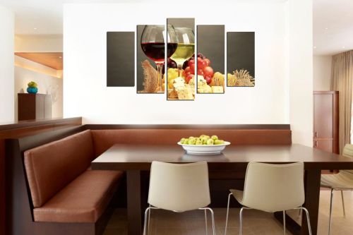  Art canvas decoration with red and white wine