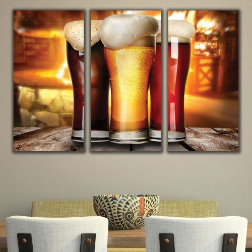 0483 Wall art decoration (set of 3 pieces) Three kinds of beer