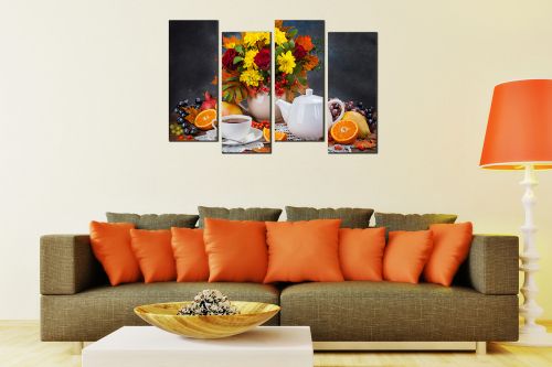 Wall  decoration for kitchen with flowers and tea