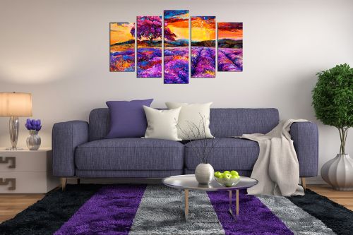  Art canvas decoration - reproduction landscape in purple