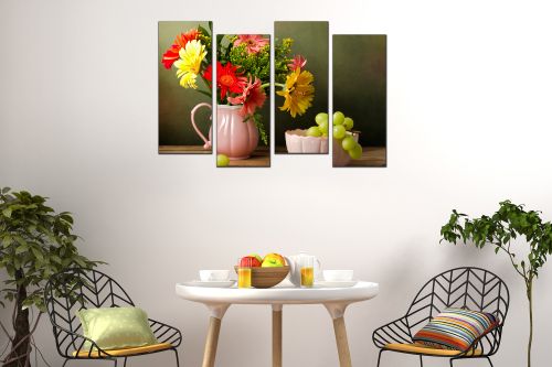 Wall  decoration for kitchen still life with fruits and flowers