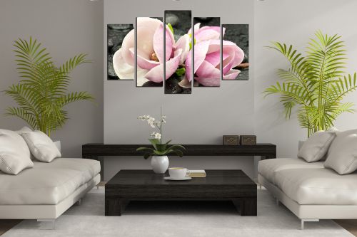 Zen canvas art composition with magnolias for living room