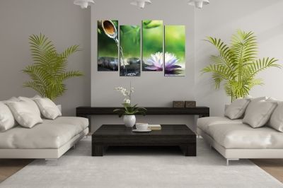 Wall  decoration zen flower and stones green