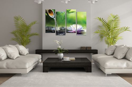 Wall  decoration zen flower and stones green