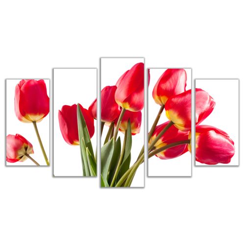 Wall decoration set with red tulips